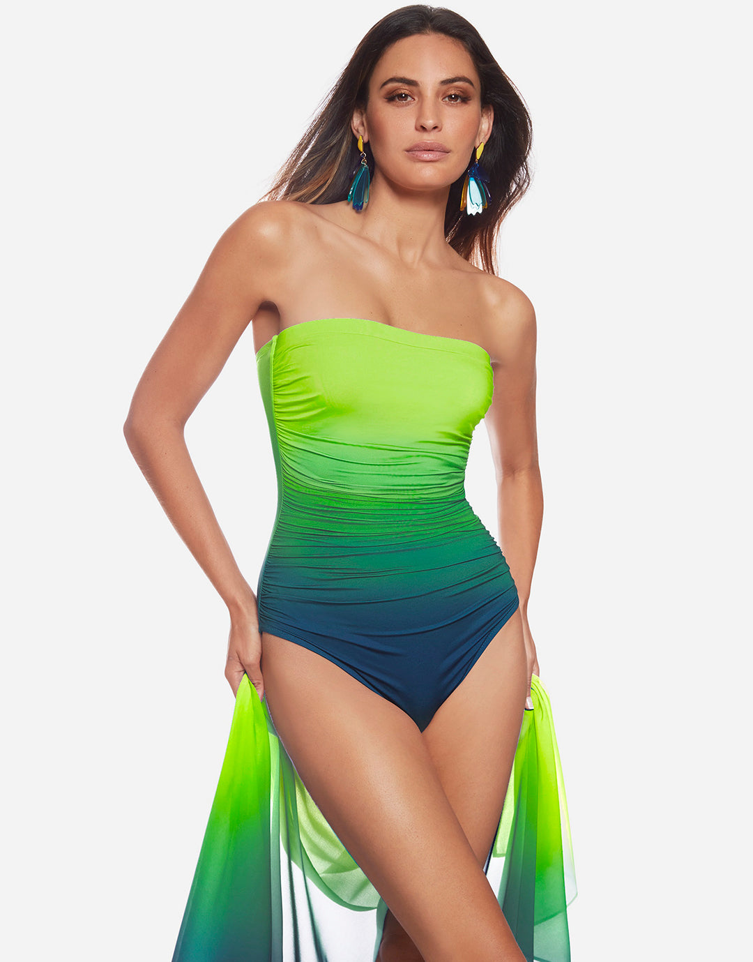 Brasil Ruched Bandeau Swimsuit Lima1