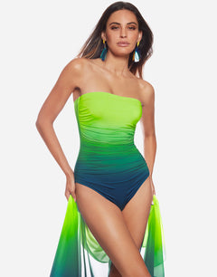 Brasil Ruched Bandeau Swimsuit - Lima - Simply Beach UK