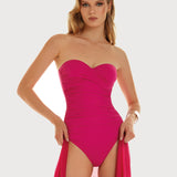 Ceylan Ruched Bandeau Swimsuit - Wonder Pink - Simply Beach UK