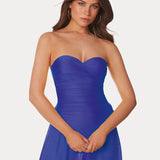 Ceylan Ruched Bandeau Swimsuit - Royal Blue - Simply Beach UK