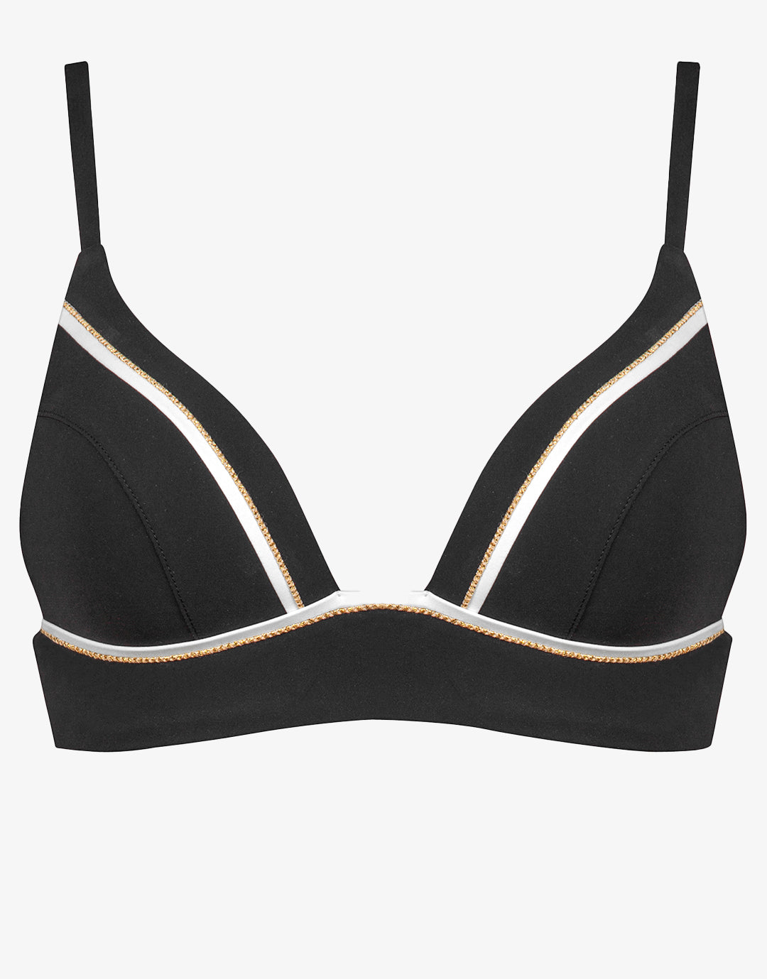 Metrics Bralette Bikini Top - Black White and Gold - Simply Beach UK