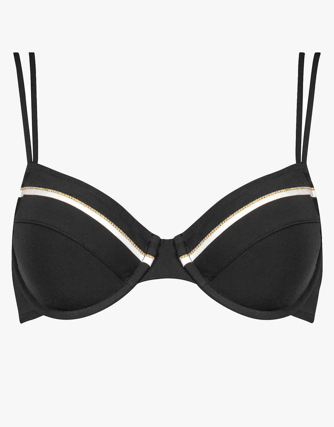 Metrics Underwired Bikini Top - Black White and Gold - Simply Beach UK