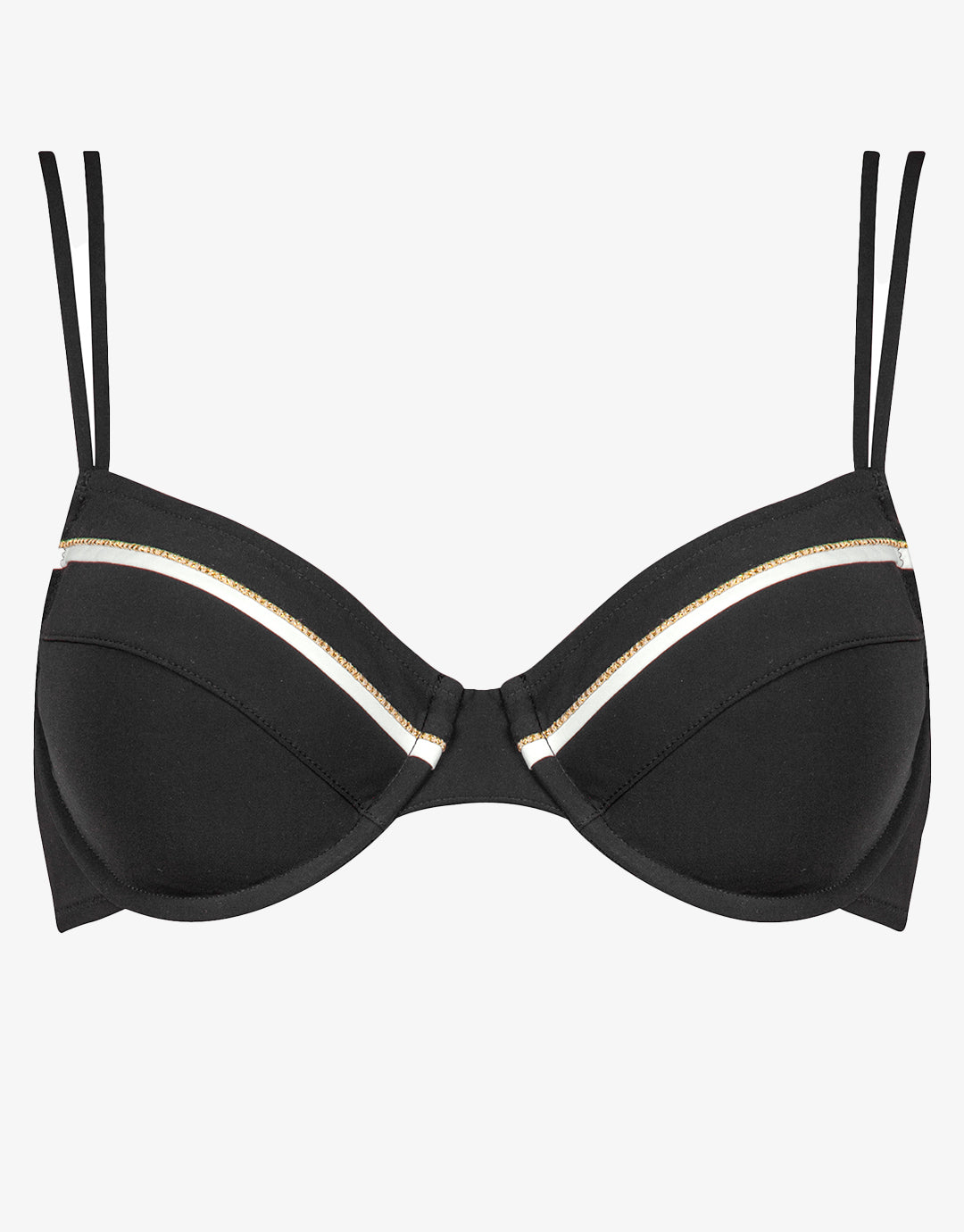 Metrics Underwired Bikini Top - Black White and Gold - Simply Beach UK