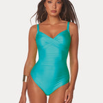 Ceylan Underwired Crossover Swimsuit - Aqua - Simply Beach UK