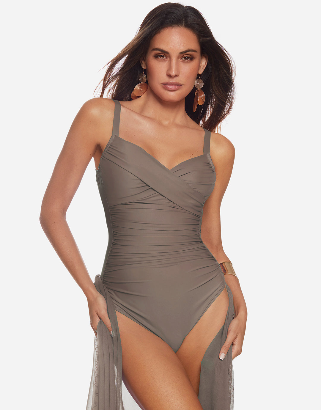 Ceylan Underwired Crossover Swimsuit - Sable - Simply Beach UK