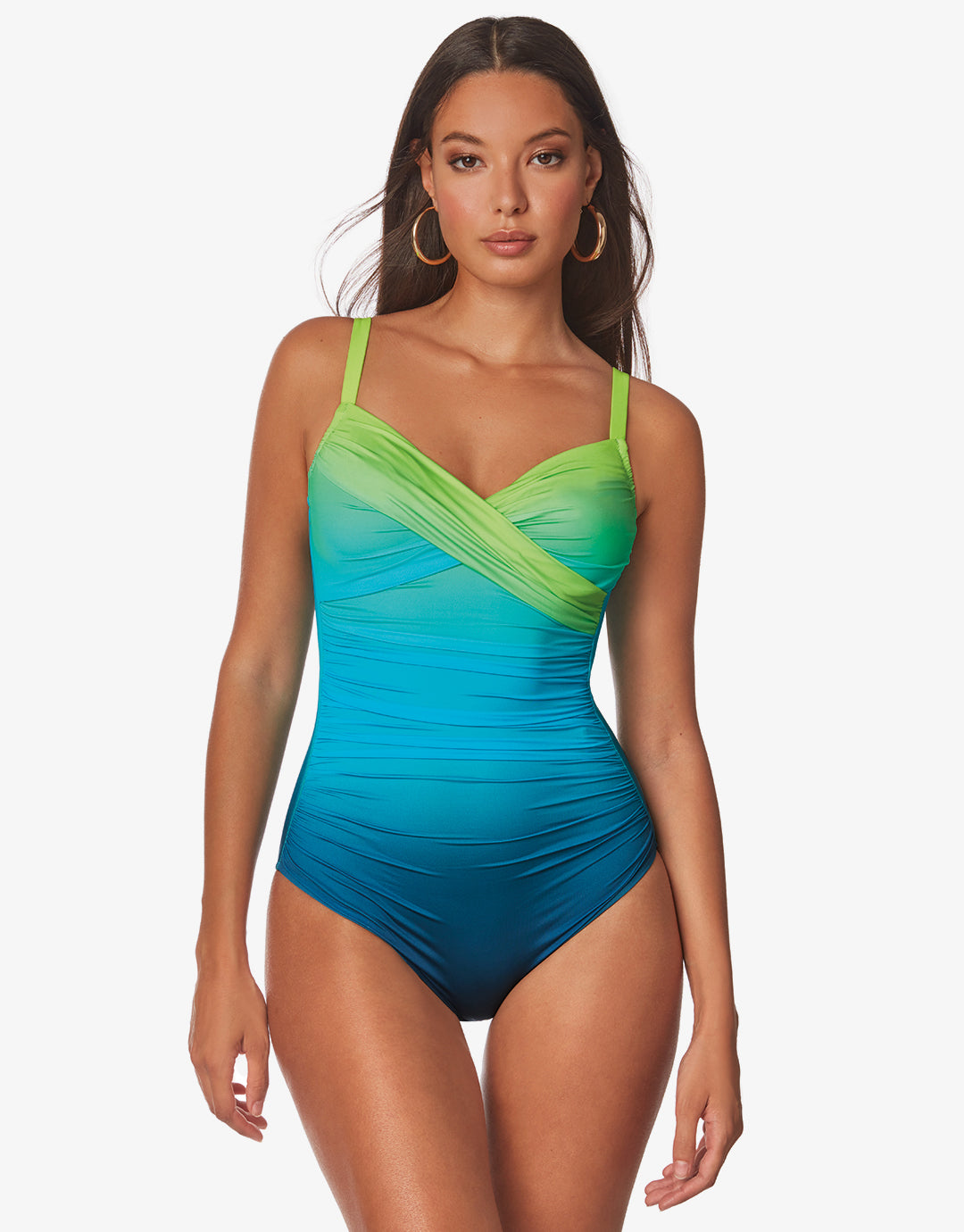 Brasil Underwired Crossover Swimsuit - Turquoise Ombre - Simply Beach UK