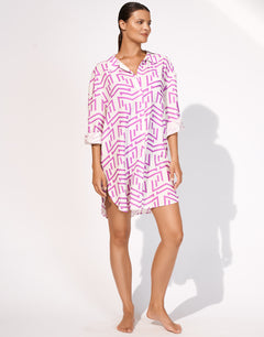 Beach Shirt - White Violet - Simply Beach UK
