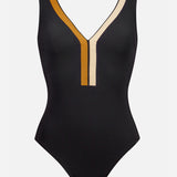 Antagonist Wide Shoulder Swimsuit - Black Sand Caramel - Simply Beach UK