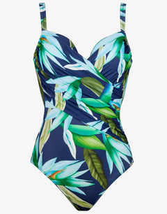 Ocean Bloom Underwired Swimsuit - Navy Aqua - Simply Beach UK