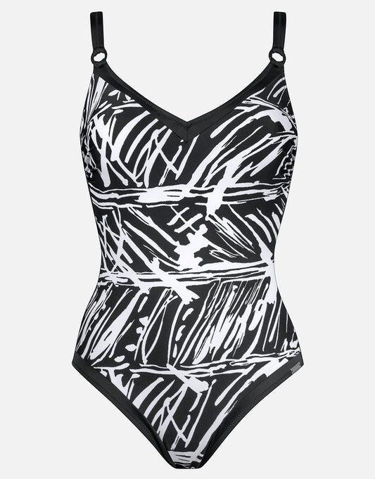Ink Art Underwired Swimsuit - Black and White - Simply Beach UK
