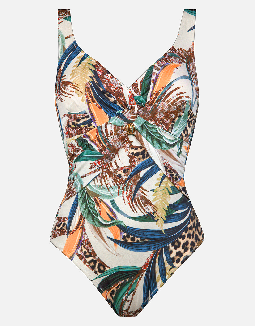 Wild Swing Underwired Twist Front Swimsuit - Botanical Leo - Simply Beach UK