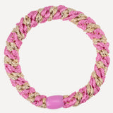 Original Hair Tie - Bubblegum and Beige Glitter Stripe