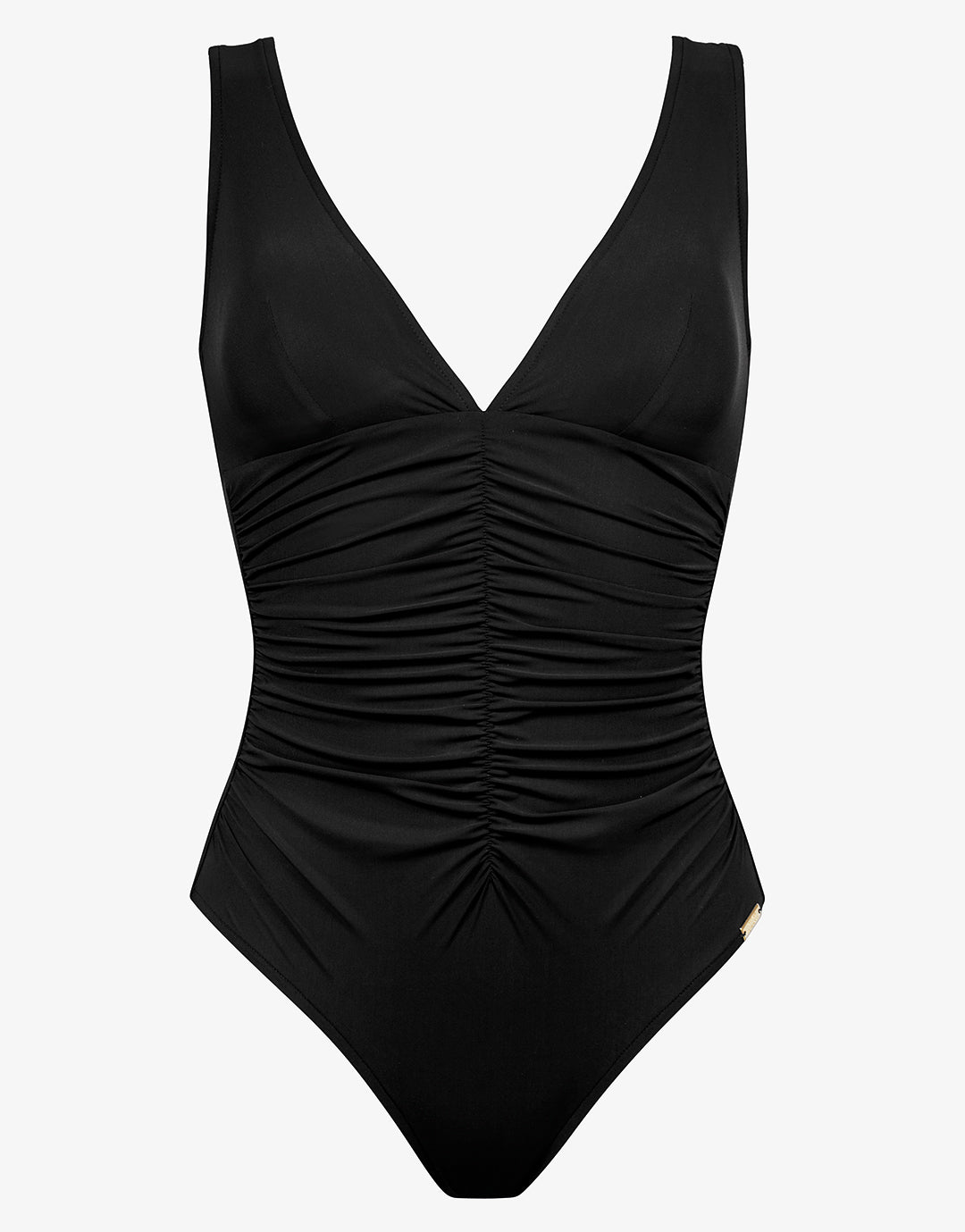 Elements Plunge Ruched Front Swimsuit - Black - Simply Beach UK