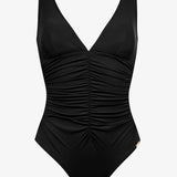 Elements Plunge Ruched Front Swimsuit - Black - Simply Beach UK