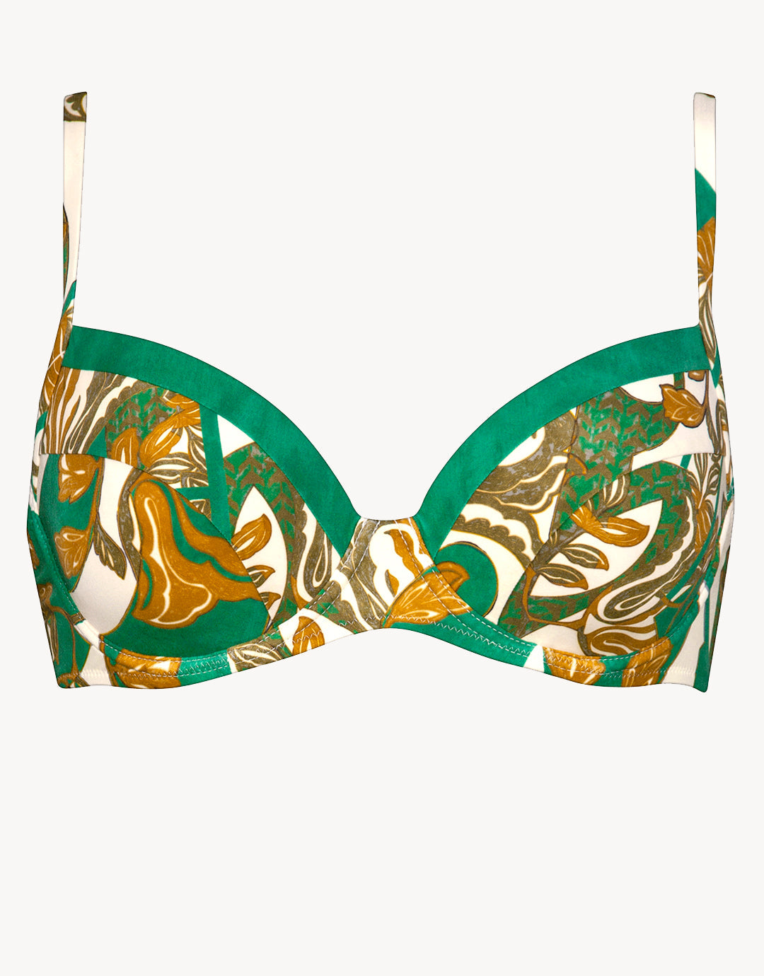 Perceptions Underwired Bikini Top - Cream and Green - Simply Beach UK