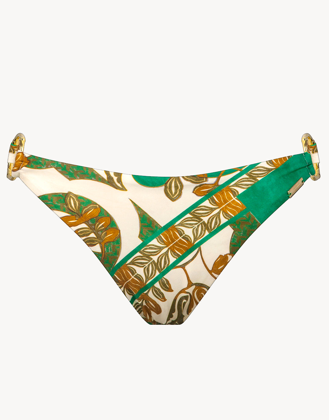 Perceptions Ring Side Bikini Pant - Cream and Green - Simply Beach UK