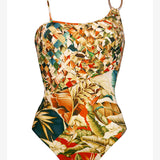 Hypnotic One Shoulder Swimsuit - Sepia Leaves - Simply Beach UK