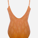 Glance Ruched Underwired Swimsuit - Metallic Apricot - Simply Beach UK
