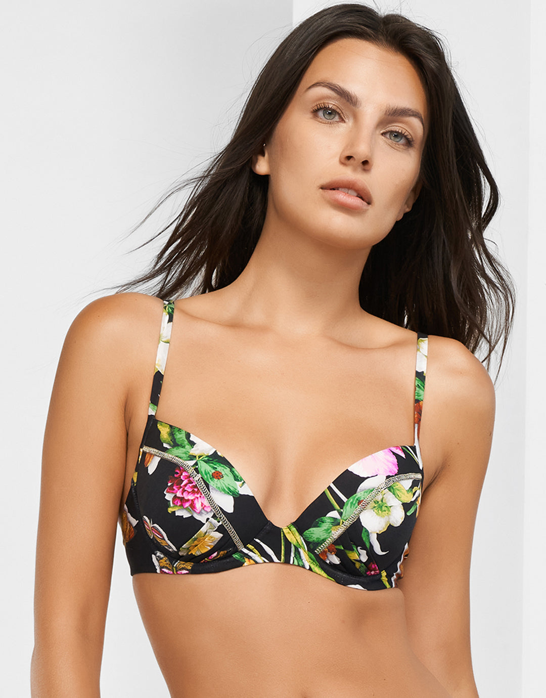 Siciliana Underwired Moulded Bikini Top - Black-Brights - Simply Beach UK