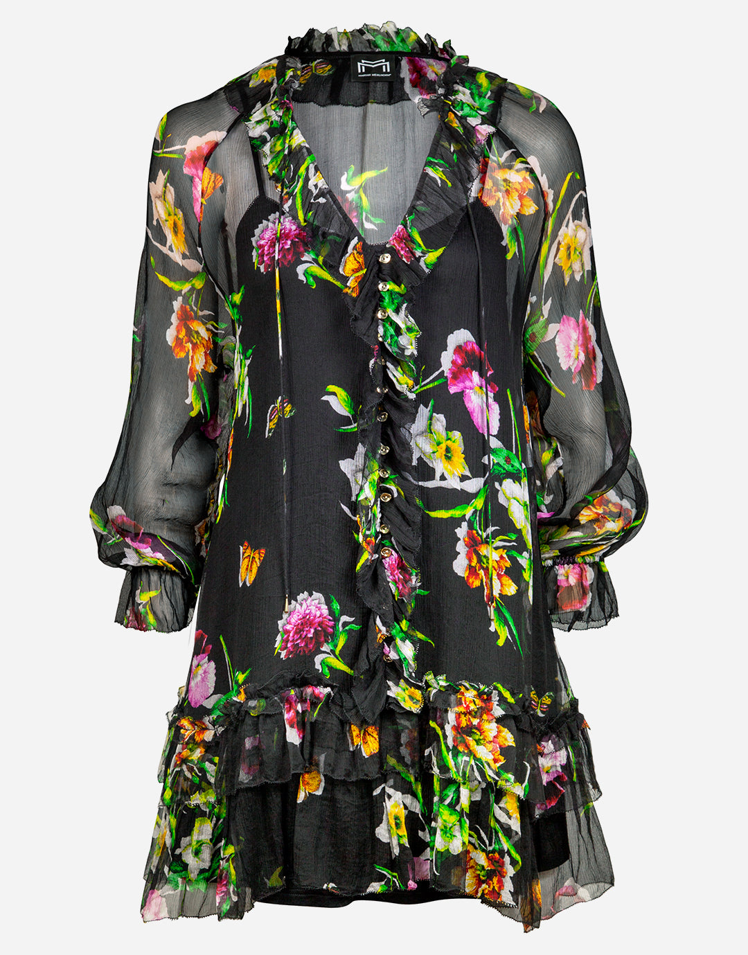Siciliana Silk Tunic - Black-Brights - Simply Beach UK