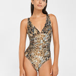 Serpent Ruched Moulded Swimsuit - Python - Simply Beach UK
