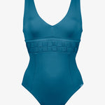 Softline V Neck Swimsuit - Mosaic Blue - Simply Beach UK