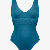 Softline V Neck Swimsuit - Mosaic Blue - Simply Beach UK