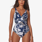 Cachemire Wrap Front Swimsuit - Blue and White - Simply Beach UK