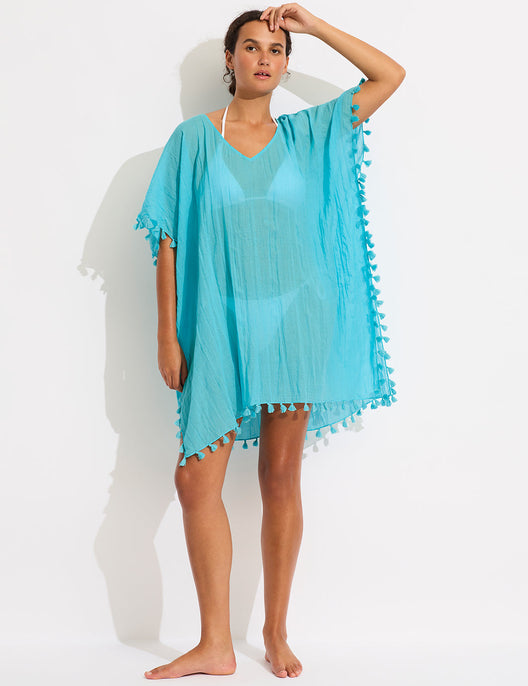 Blue sun tassel beach kaftan... Free size main image 1