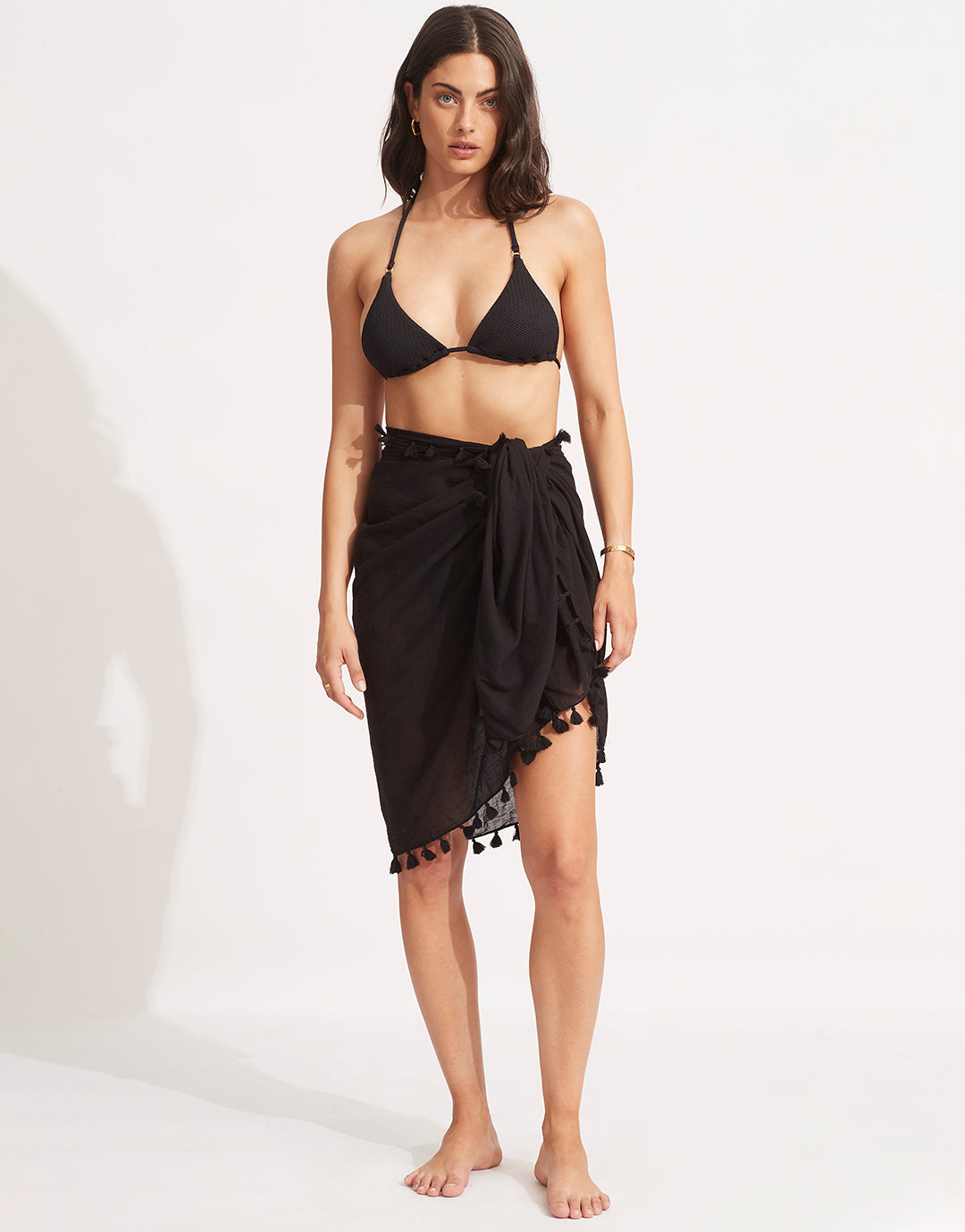 Cotton Gauze Sarong - Black - Simply Beach UK