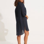 Crinkle Twill Beach Shirt - Indigo - Simply Beach UK