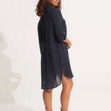 Crinkle Twill Beach Shirt - Indigo - Simply Beach UK