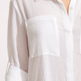 Crinkle Twill Beach Shirt - White - Simply Beach UK