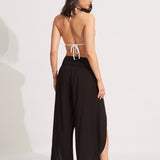 Shirred Waist Wrap Beach Trousers - Black - Simply Beach UK
