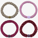 Original Hair Tie Bundle - Pink Glitter, Camo Glitter, Mulberry and Velvet Bordeaux - Simply Beach UK