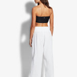 Double Cloth Shirred Beach Trousers - White - Simply Beach UK