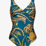 Satin Fruits Wrap Front Swimsuit - Ocean Pineapple - Simply Beach UK