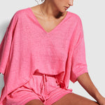 Linen Jersey Beach Short - Pink - Simply Beach UK