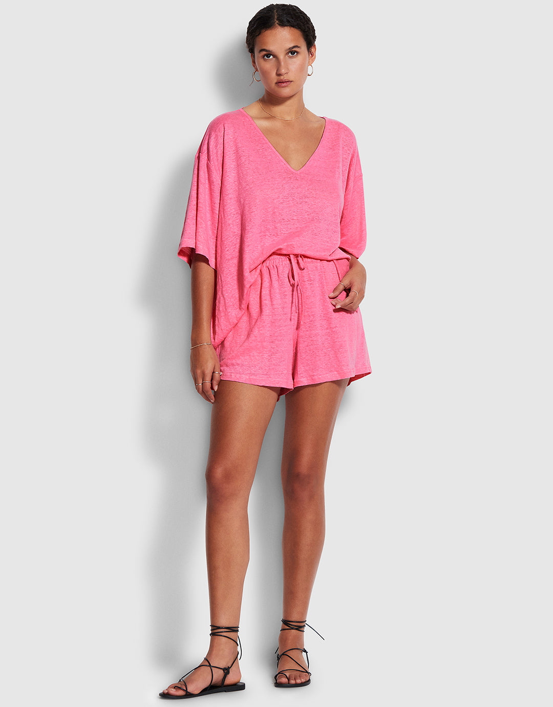 Linen Jersey Beach Short - Pink - Simply Beach UK