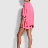 Linen Jersey Beach Short - Pink - Simply Beach UK