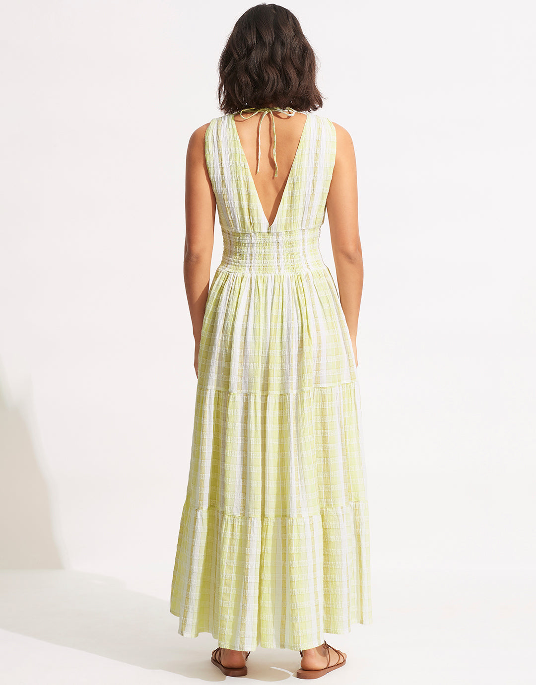 Textured Gingham Maxi Dress - Wild Lime - Simply Beach UK
