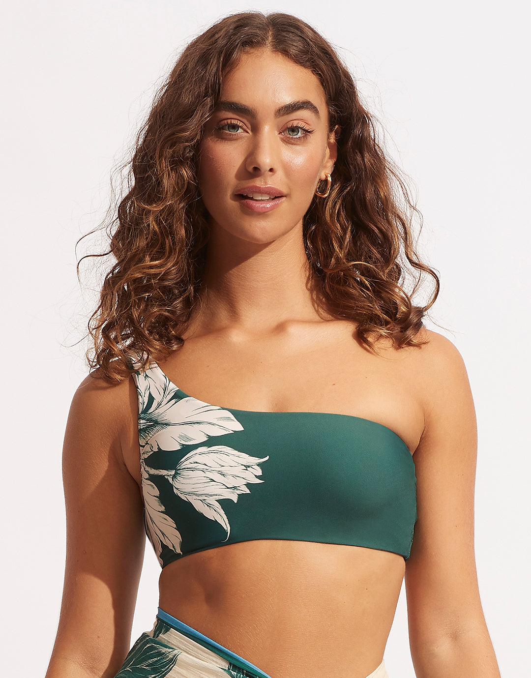 Fleur de Bloom One Shoulder Bikini Top - Evergreen - Simply Beach UK