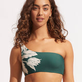 Fleur de Bloom One Shoulder Bikini Top - Evergreen - Simply Beach UK