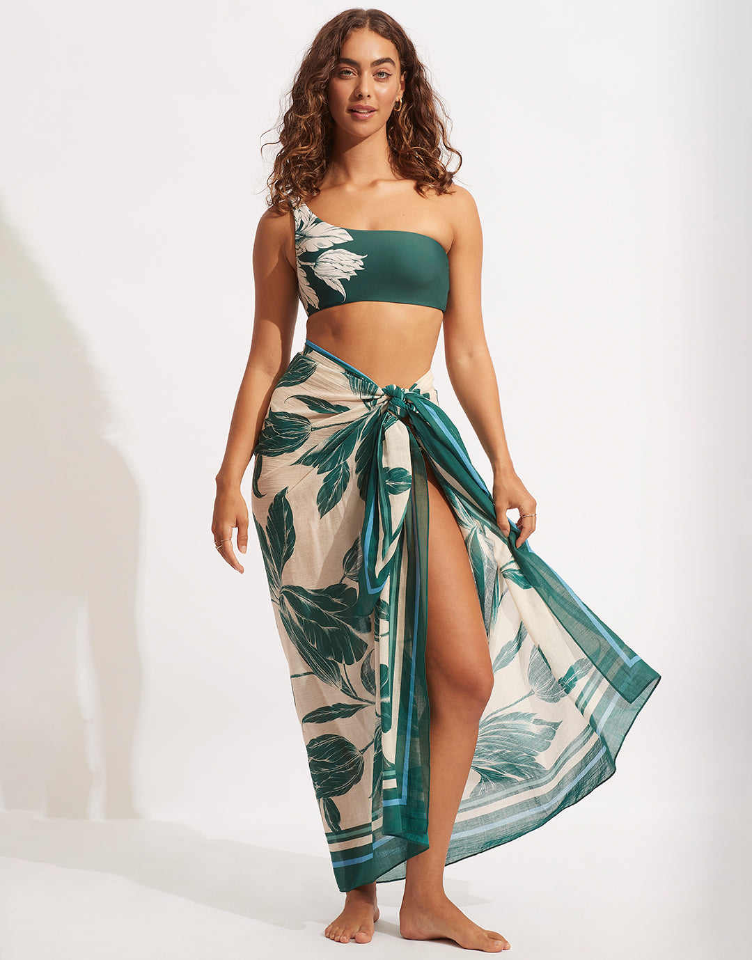 Fleur de Bloom One Shoulder Bikini Top - Evergreen - Simply Beach UK