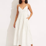 Poplin Maxi Dress - White - Simply Beach UK