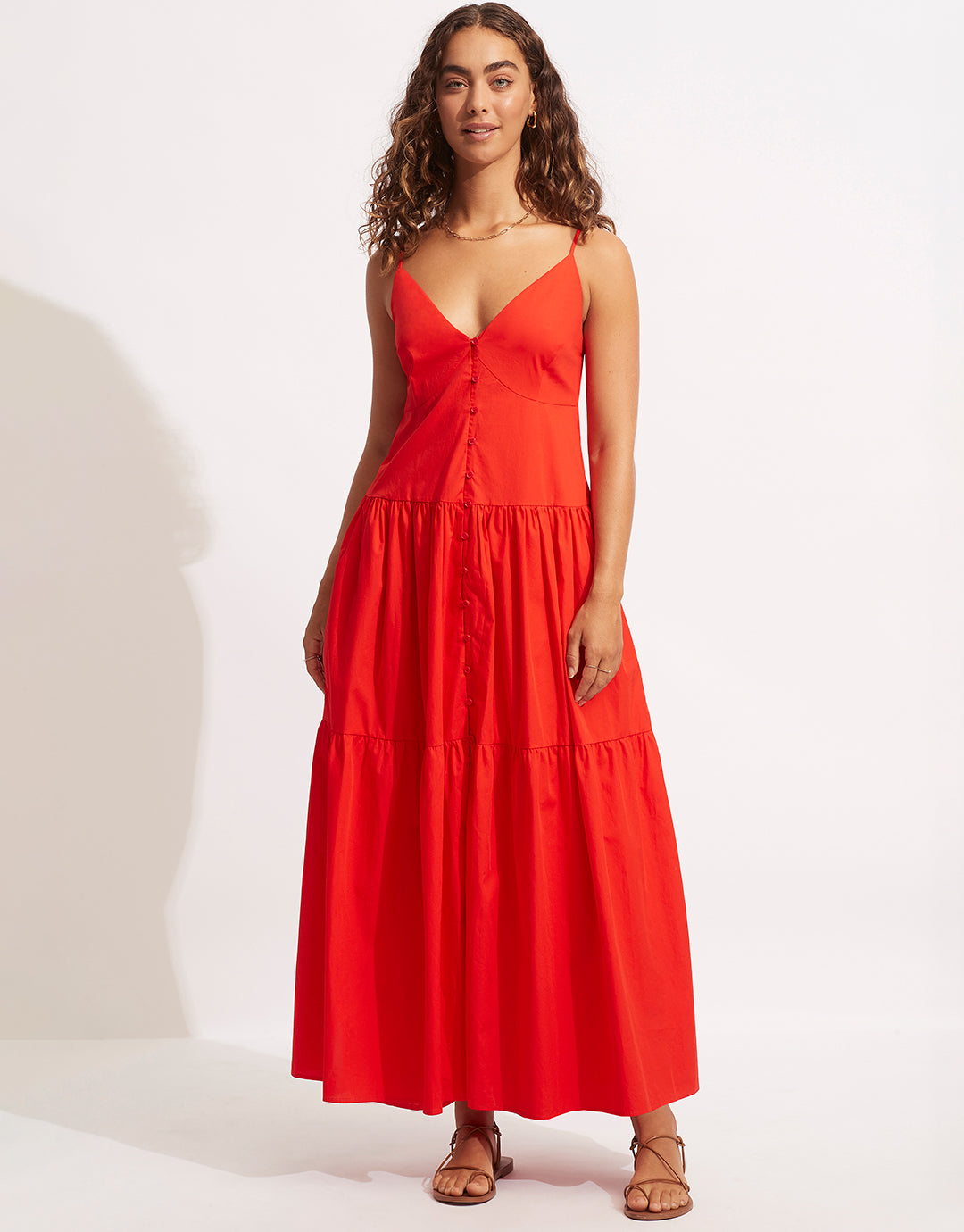 Poplin Maxi Dress - Red - Simply Beach UK