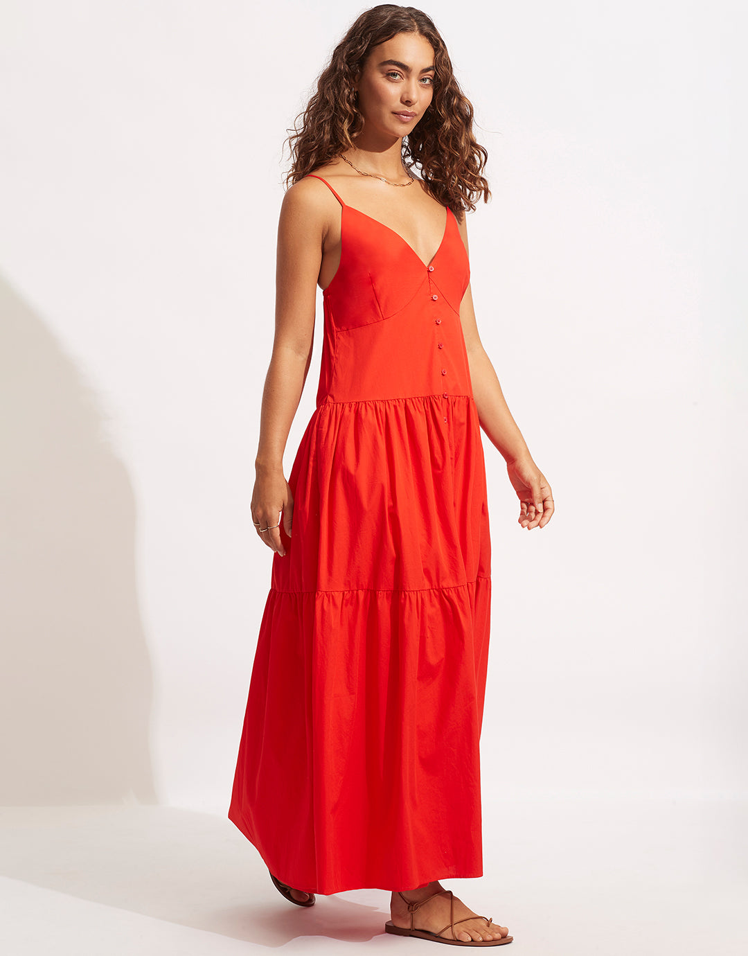 Poplin Maxi Dress - Red - Simply Beach UK