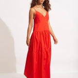 Poplin Maxi Dress - Red - Simply Beach UK