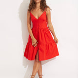 Poplin Beach Dress - Red - Simply Beach UK