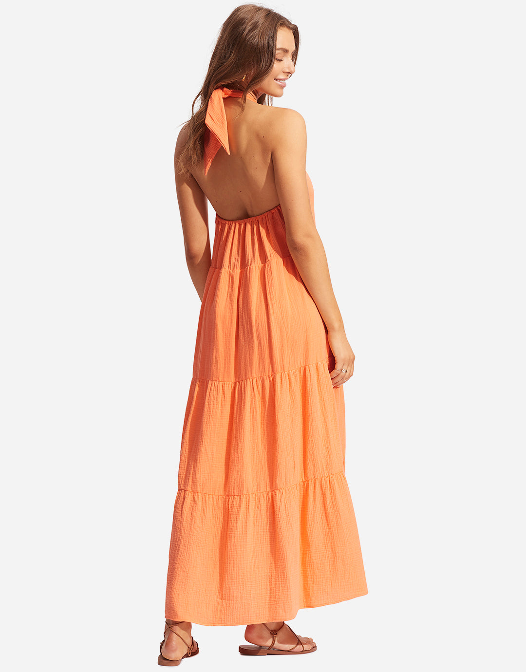 Halter Neck Dress - Cantaloupe - Simply Beach UK